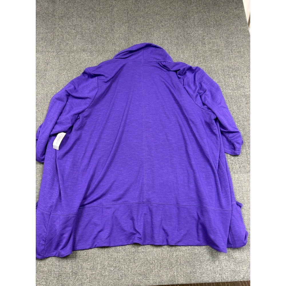 Catherines Purple Open Front Slub Knit Cardigan Jacket 3X 26/28W NWT Pockets - Picture 6 of 6